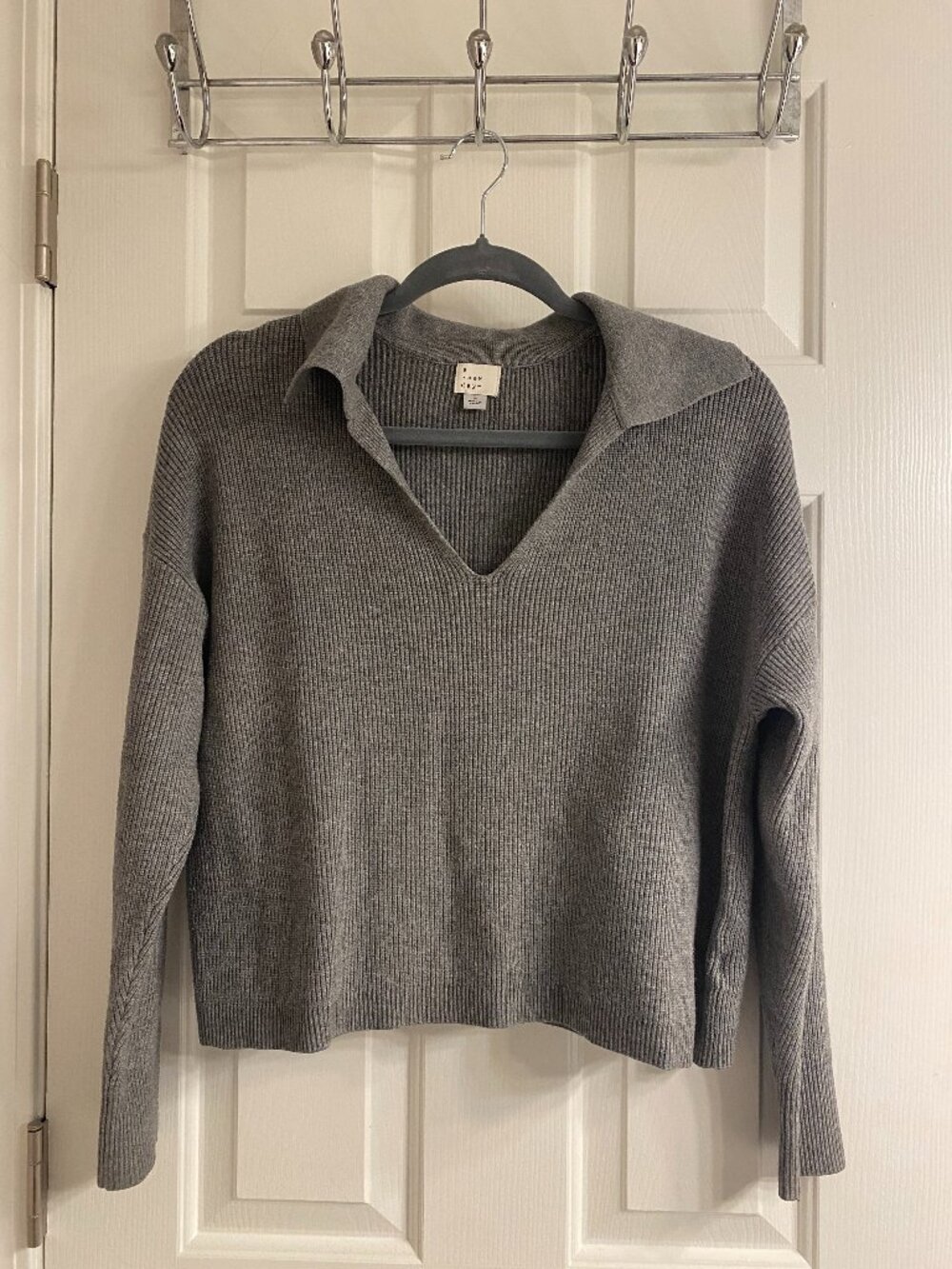 Gray Johnny Collar Sweater